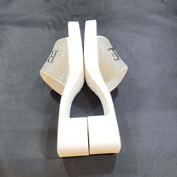 BRAND NEW TRUE RELIGION EMBELLISHMENTS BLOCK HEEL MULE  OPEN GLITTER SANDAL - Picture 9 of 13